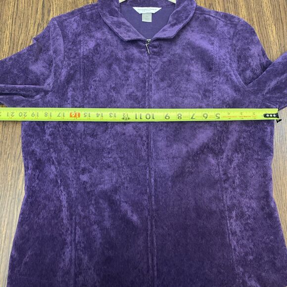 Christopher & Banks Purple Corduroy Zip Up Long Sleeve Shirt Womens Petite Large - Picture 14 of 15